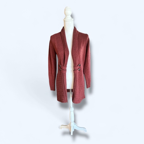Fortune & Ivy Button-Front Duster Cardigan in Rust Womens Small NWOT - Picture 1 of 6